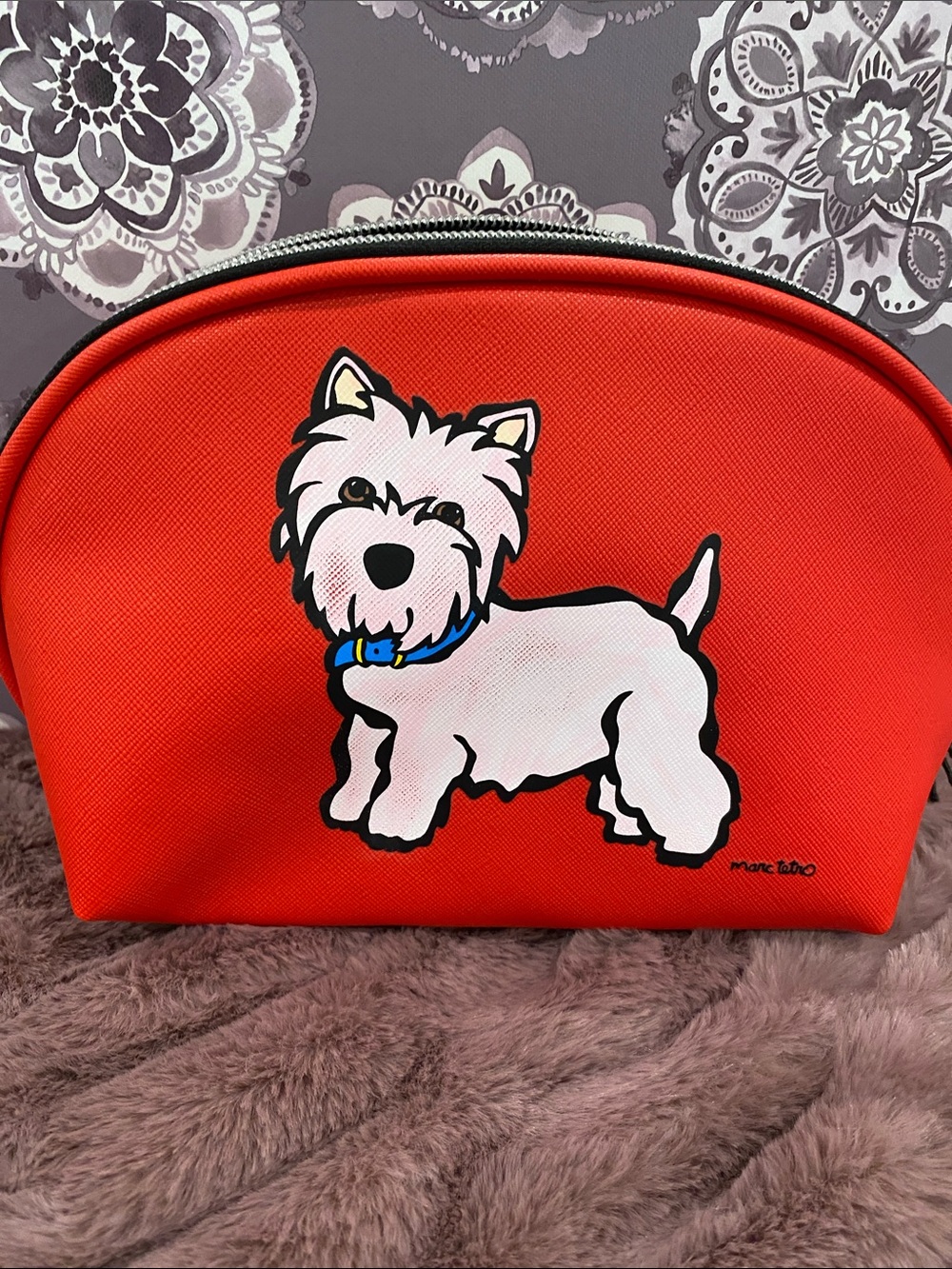 Mark Tetro Red Westie Dog Cosmetic Pouch.